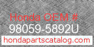 Honda 98059-5892U genuine part number image