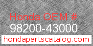 Honda 98200-43000 genuine part number image