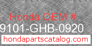 Honda 99101-GHB-0920 genuine part number image