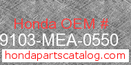 Honda 99103-MEA-0550 genuine part number image