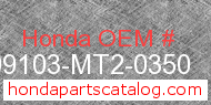 Honda 99103-MT2-0350 genuine part number image