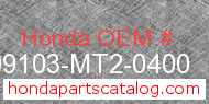 Honda 99103-MT2-0400 genuine part number image