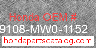 Honda 99108-MW0-1152 genuine part number image